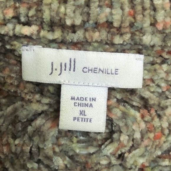 J. Jill Super-Soft Chenille Cable-Knit Crewneck Sage Sweater | XL Petite - Picture 8 of 9